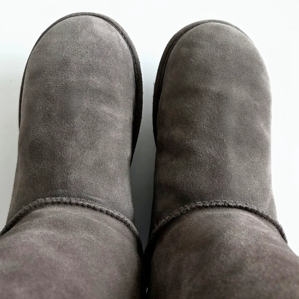 UGG Constantine Low Calf Shearling  & Leather Boots W/ Laced Side, Gray, Size 9
